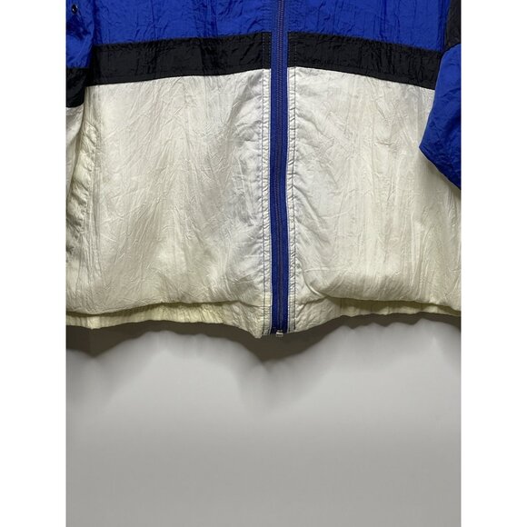 Vintage 90s PIERRE CARDIN Windbreaker Track Jacket Nylon Blue Black White XL - Picture 4 of 10